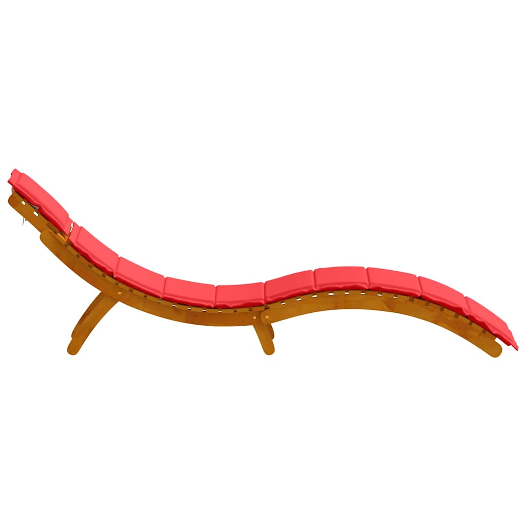 Sun lounger 2 pcs Red 184 x 55 x 64cm Solid Acacia wood